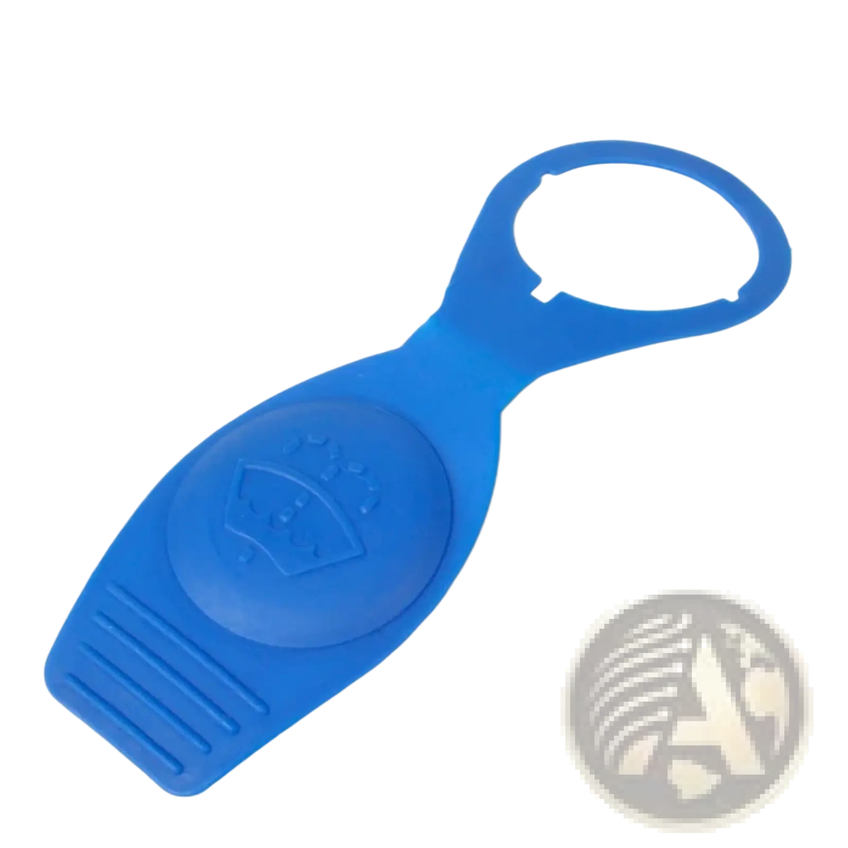 Blue plastic windshield washer fluid cap opener with circular handle and textured grip for audi reservoir cap 1k0955455