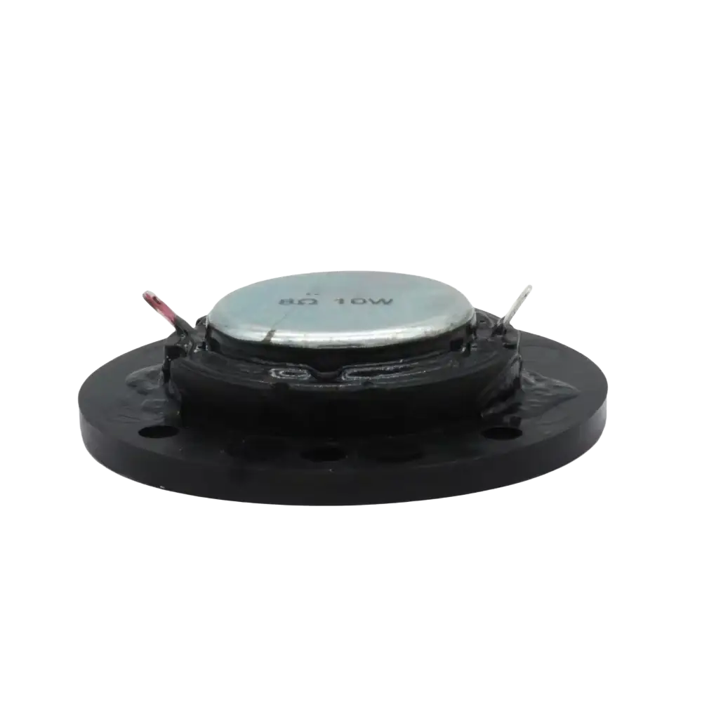 Black circular Auin 52mm hifi tweeter speaker rear view with silver top plate marked 80 10w and wire terminals