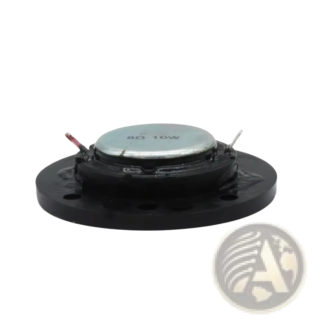 Black circular Auin 52mm hifi tweeter speaker rear view with silver top plate marked 80 10w and wire terminals