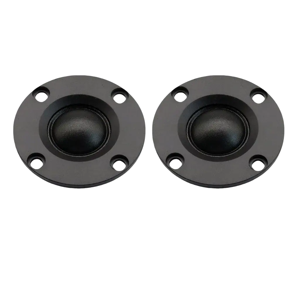 Black circular auin 52mm hifi tweeter speakers with matte finish and four mounting holes around the perimeter