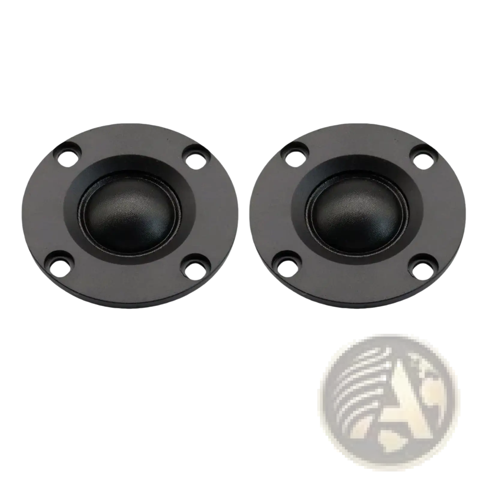 Black circular auin 52mm hifi tweeter speakers with matte finish and four mounting holes around the perimeter
