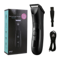 Black authone 987 waterproof groin hair trimmer for men with textured grip handle and metallic blade