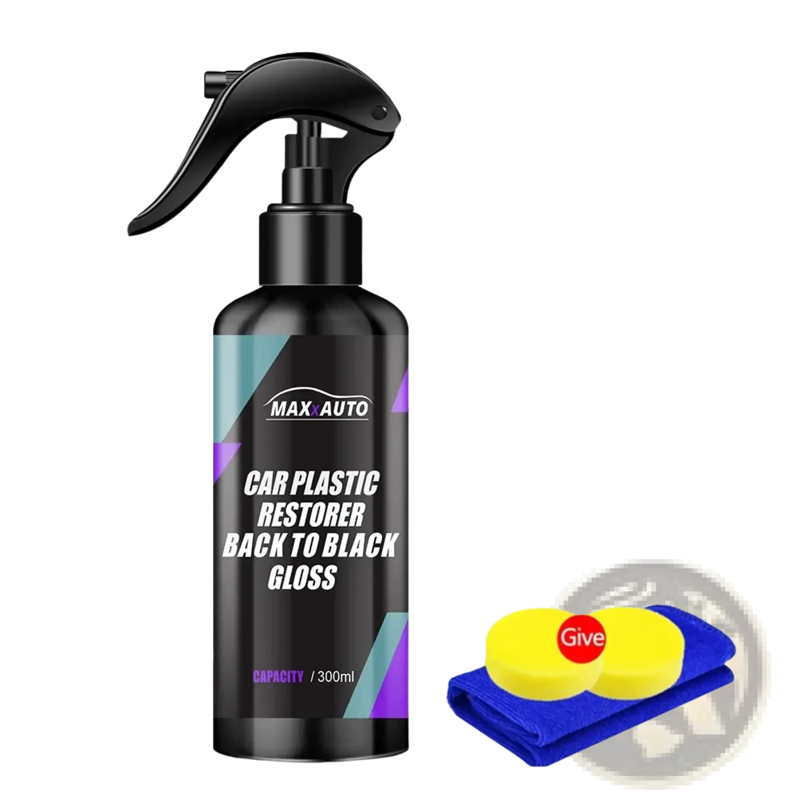 Black auto plastic restorer spray with gloss trim renovator label and 300ml capacity for back to black finish