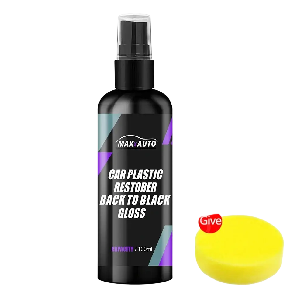 Black auto plastic restorer spray bottle with purple teal design for back to black gloss trim renovator 100ml capacity