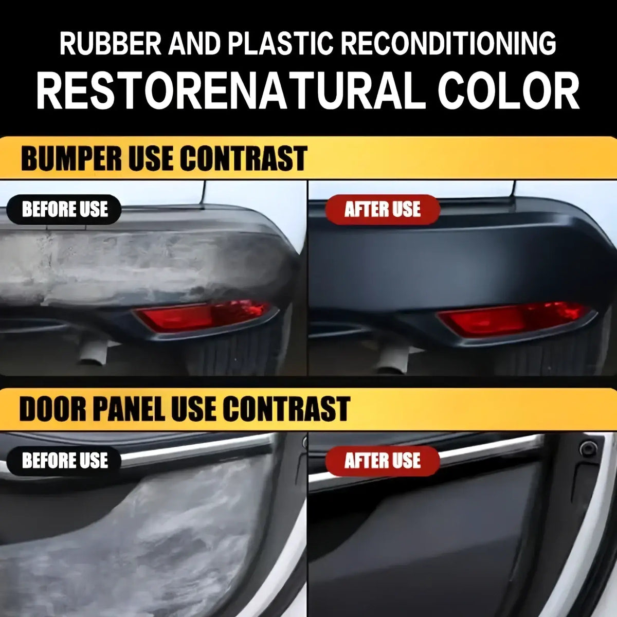 Auto plastic restorer spray gloss trim renovator restores natural color of black rubber and plastic car bumpers and door panels