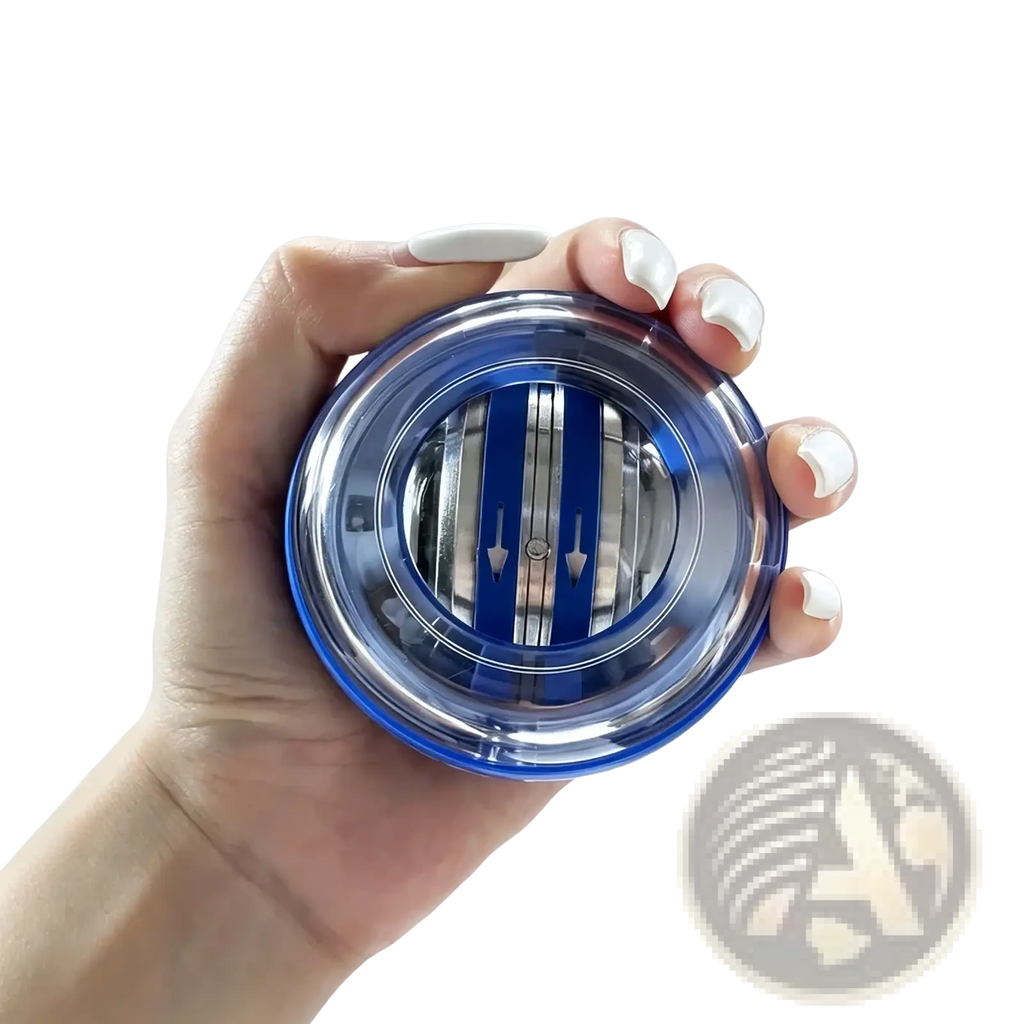 Blue and transparent plastic auto start wrist gyro ball power exerciser for wrist strength training
