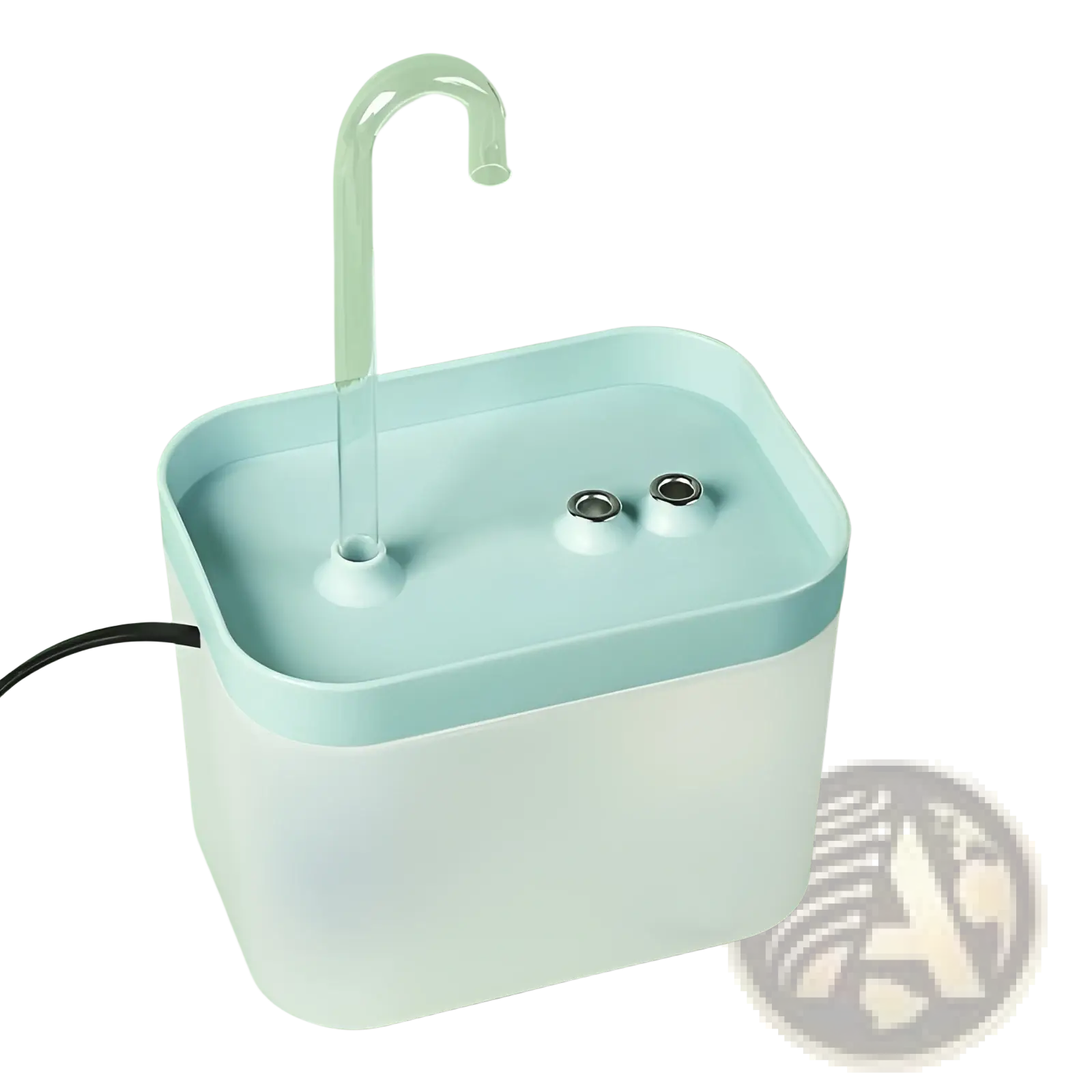 Automatic cat water fountain 1500ml circulation with sleek light blue lid and translucent white base for pets