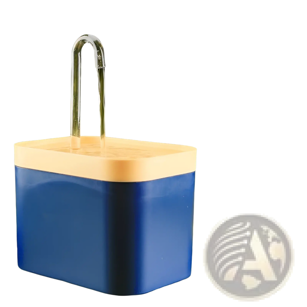 Automatic cat water fountain 1500ml circulation in blue and beige with clear glass spout for pets