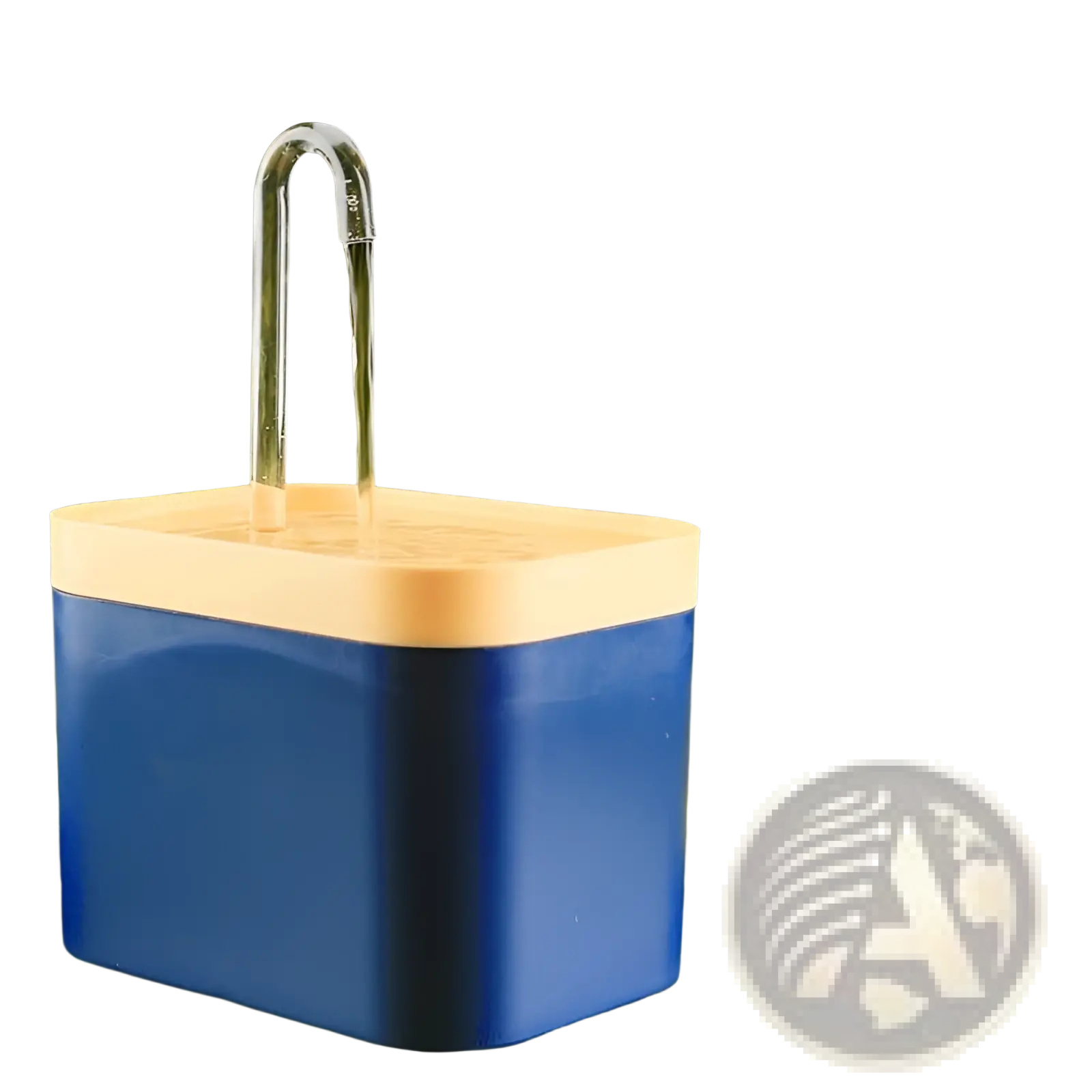 Automatic cat water fountain 1500ml circulation in blue and beige with clear glass spout for pets