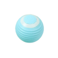 Automatic interactive smart cat ball toy made of light blue ribbed plastic with a white floral embossed top
