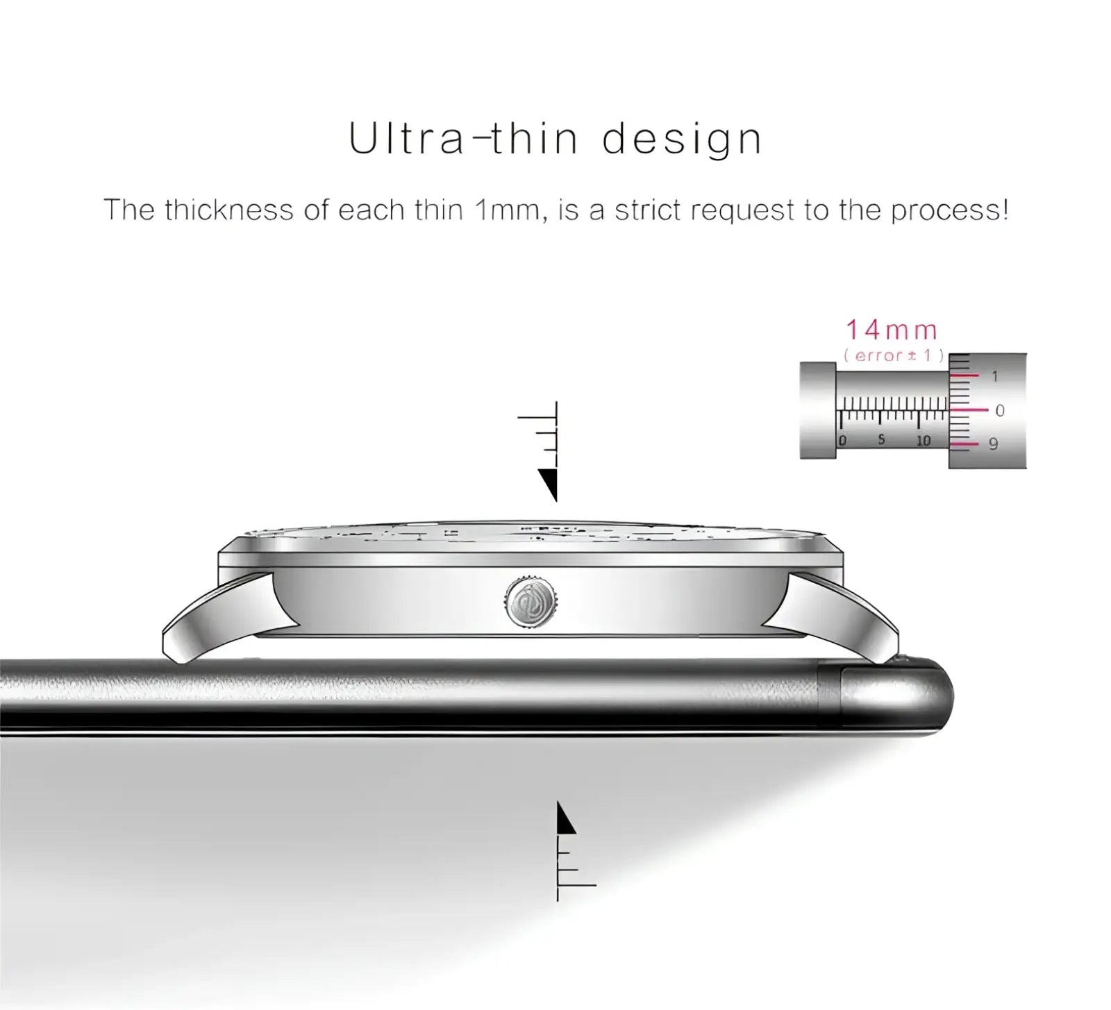 Silver-toned automatic mechanical leather watch for men with ultra-thin 1mm profile and sleek minimalist design