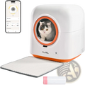 White and orange mee4pets automatic self cleaning cat litter box with circular entrance 60l capacity