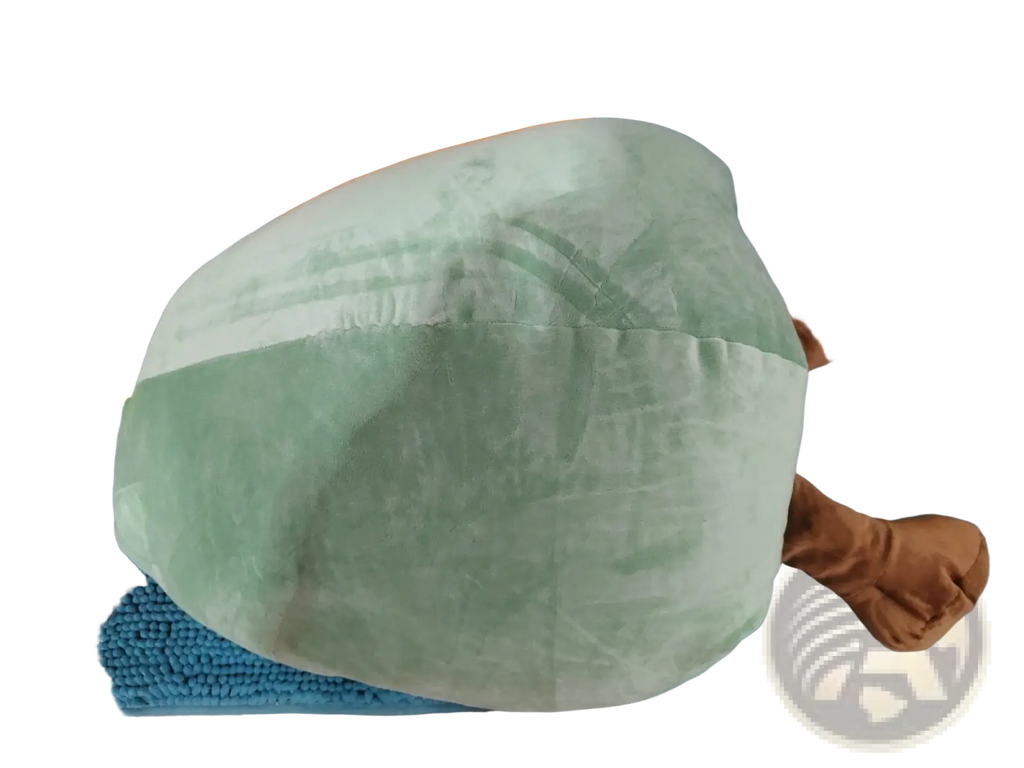Soft mint green avocado plush toy with brown limbs and bright green tag suitable as a kids fruit pillow