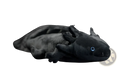 A plush black axolotl soft hexagonal dinosaur toy with blue eyes and subtle gray patterns 50cm long