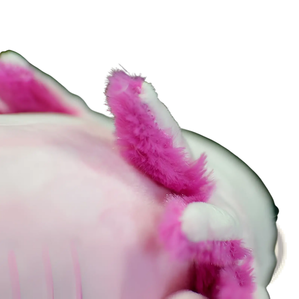 Pink and white fuzzy axolotl plush toy with soft textured fur hexagonal dinosaur doll 50cm for cuddling