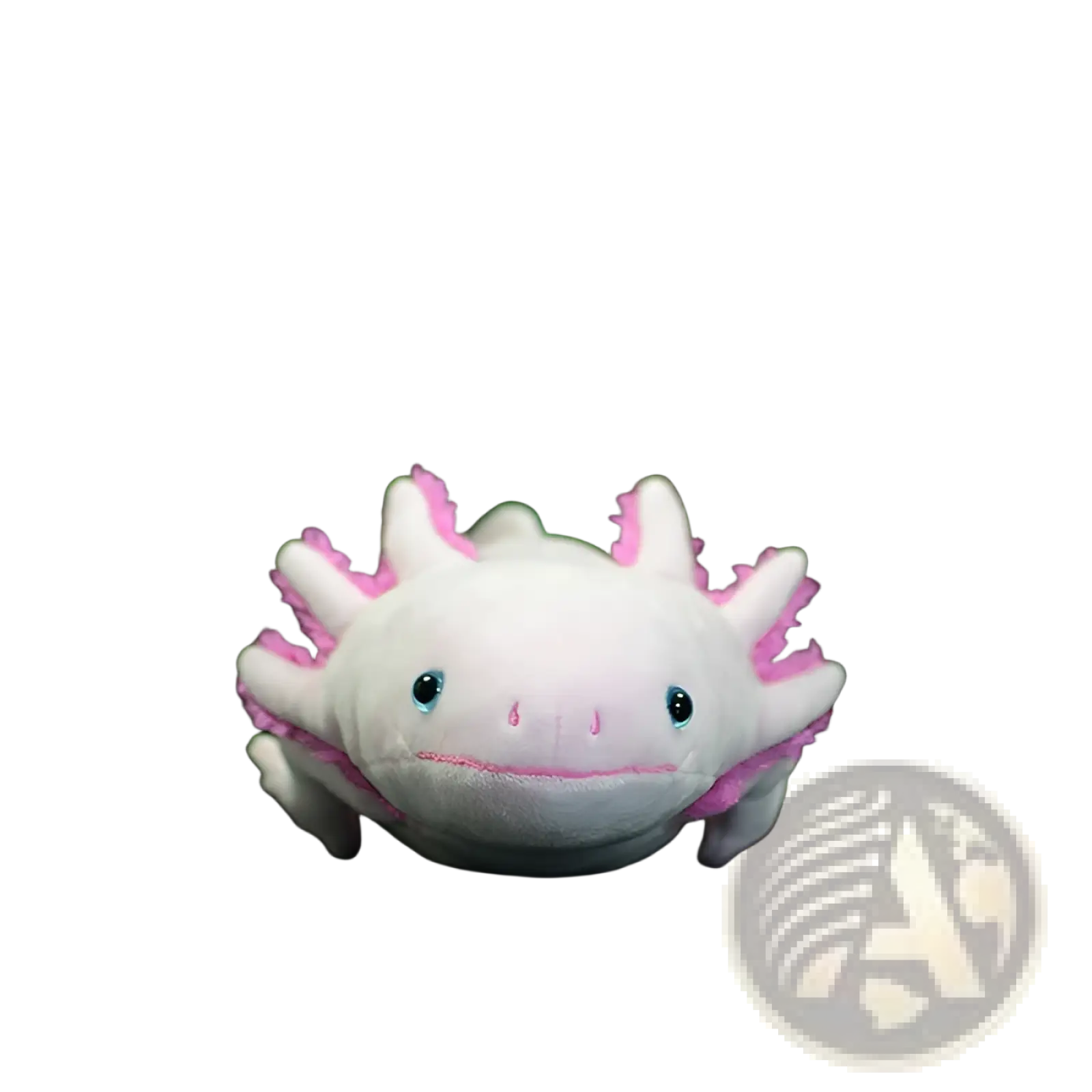 Axolotl plush toy soft hexagonal dinosaur doll 50cm with white fabric pink gills embroidered blue eyes and stitched smile