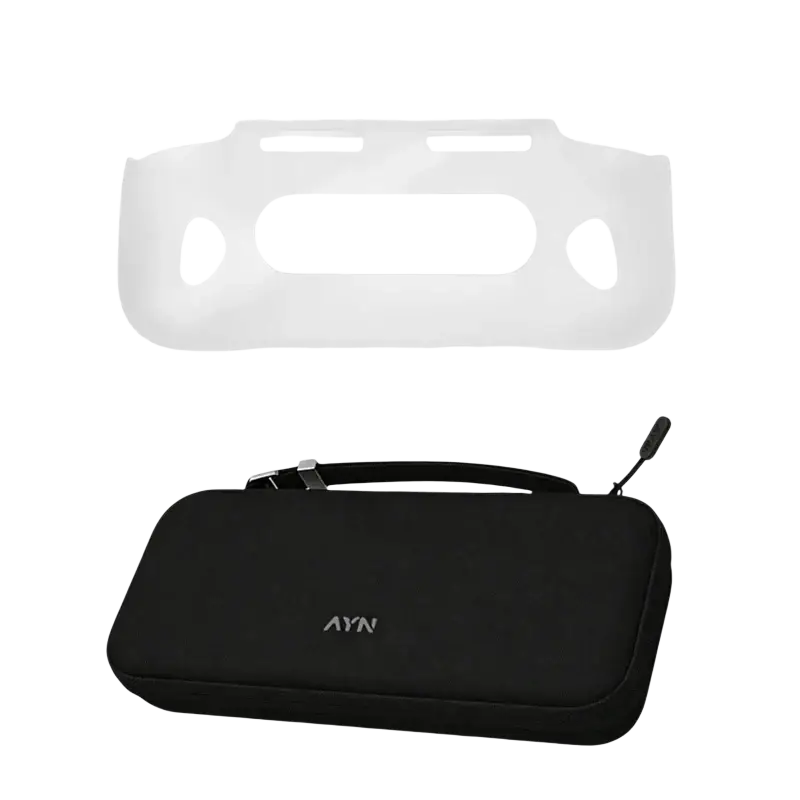 Black ayn branded TPU grip protective shell and case for Nintendo Switch with clear plastic cover for Ayn Odin 3