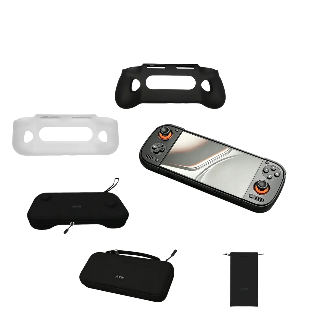 Black silicone tpu grip protective shell for ayn odin 3 game console providing enhanced durability and comfort