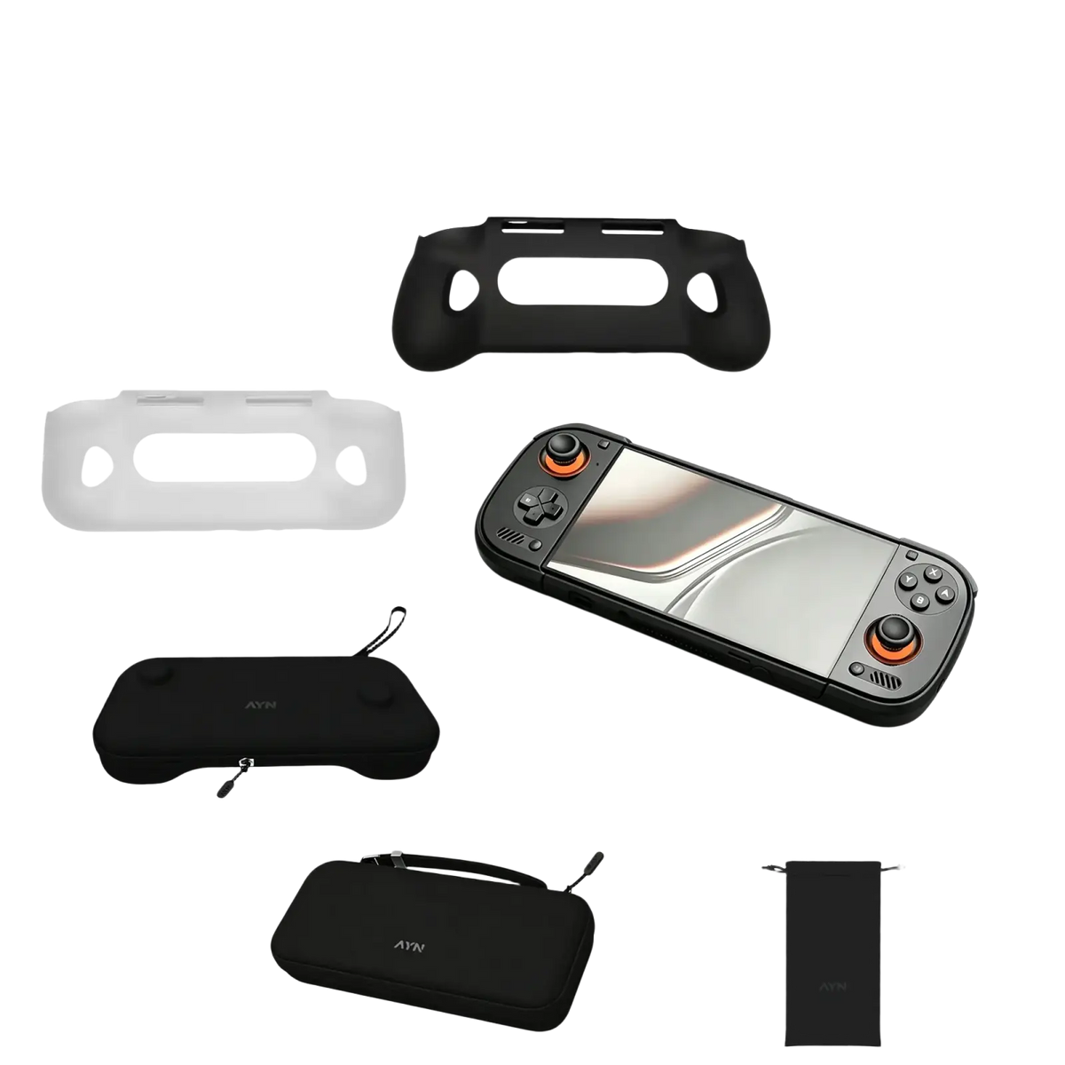 Black silicone tpu grip protective shell for ayn odin 3 game console providing enhanced durability and comfort