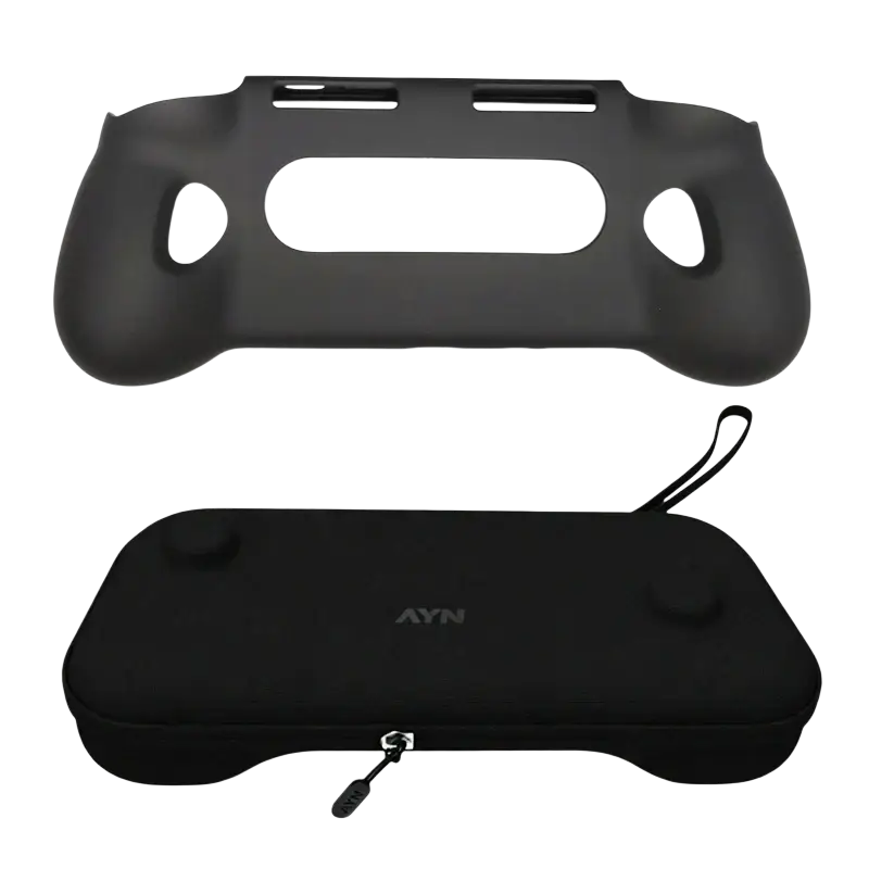 Black silicone grip and matching black fabric case for nintendo switch joy con by ayn odin 3 tpu grip protective shell