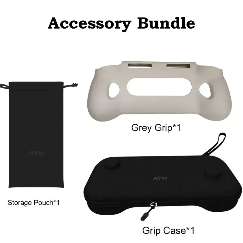 Grey tpu grip protective shell with cutouts and textured surface for ayn odin 3 game controller back side view