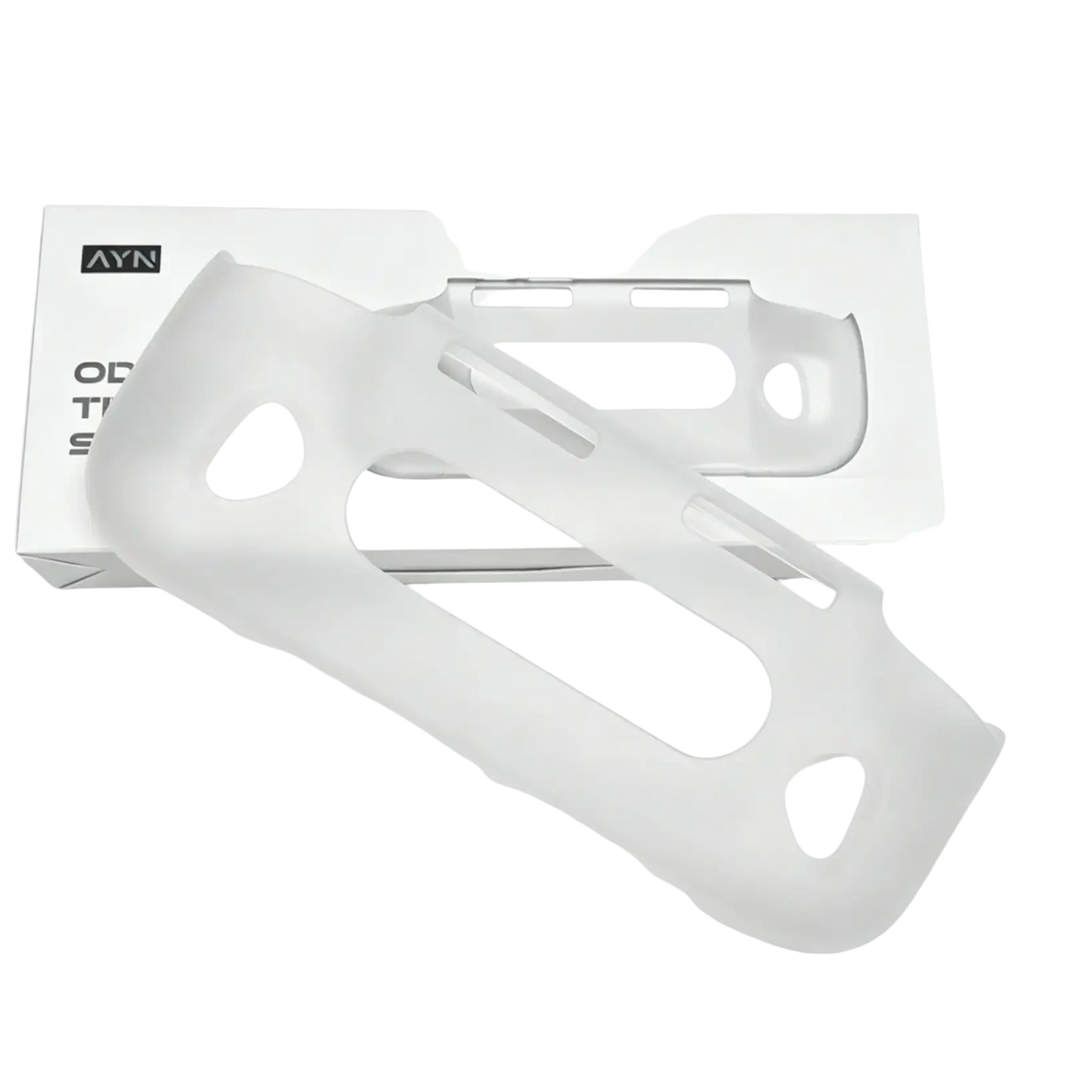 Translucent white silicone ayn odin 3 tpu grip protective shell phone case with button and camera cutouts back view