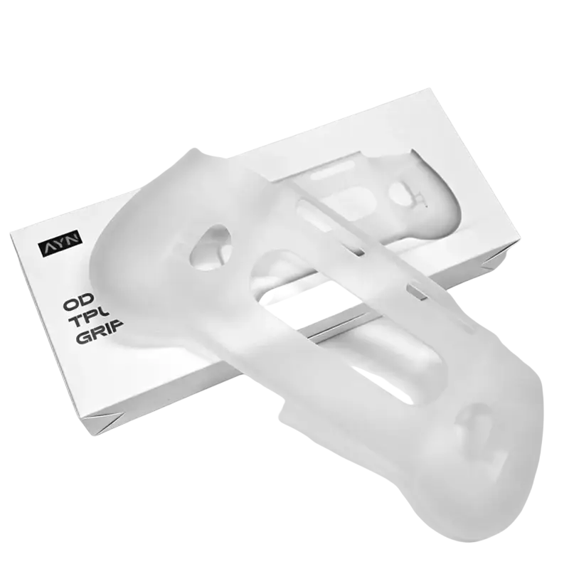 Translucent white silicone tpu grip for ayn odin 3 provides protective shell and enhanced controller handling