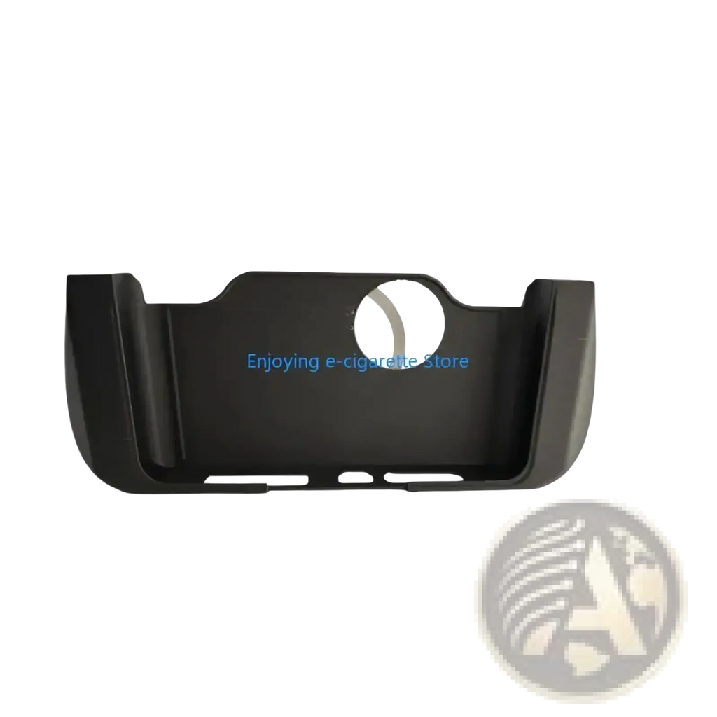 Black plastic e-cigarette holder with circular cutout and notched edges ergonomic cover by Ayn Plastic Grip Handle Controller