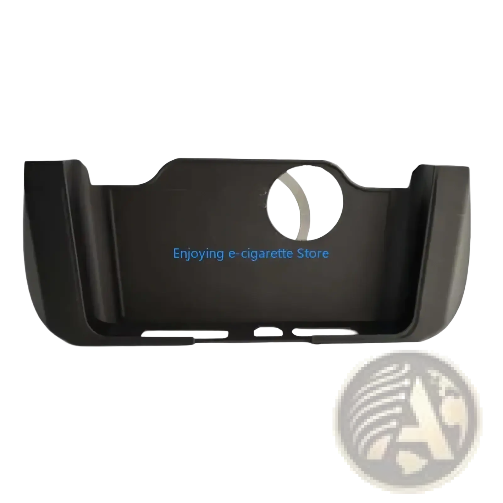 Black plastic ayn plastic grip handle controller ergonomic cover charger dock with circular cutout and small slots