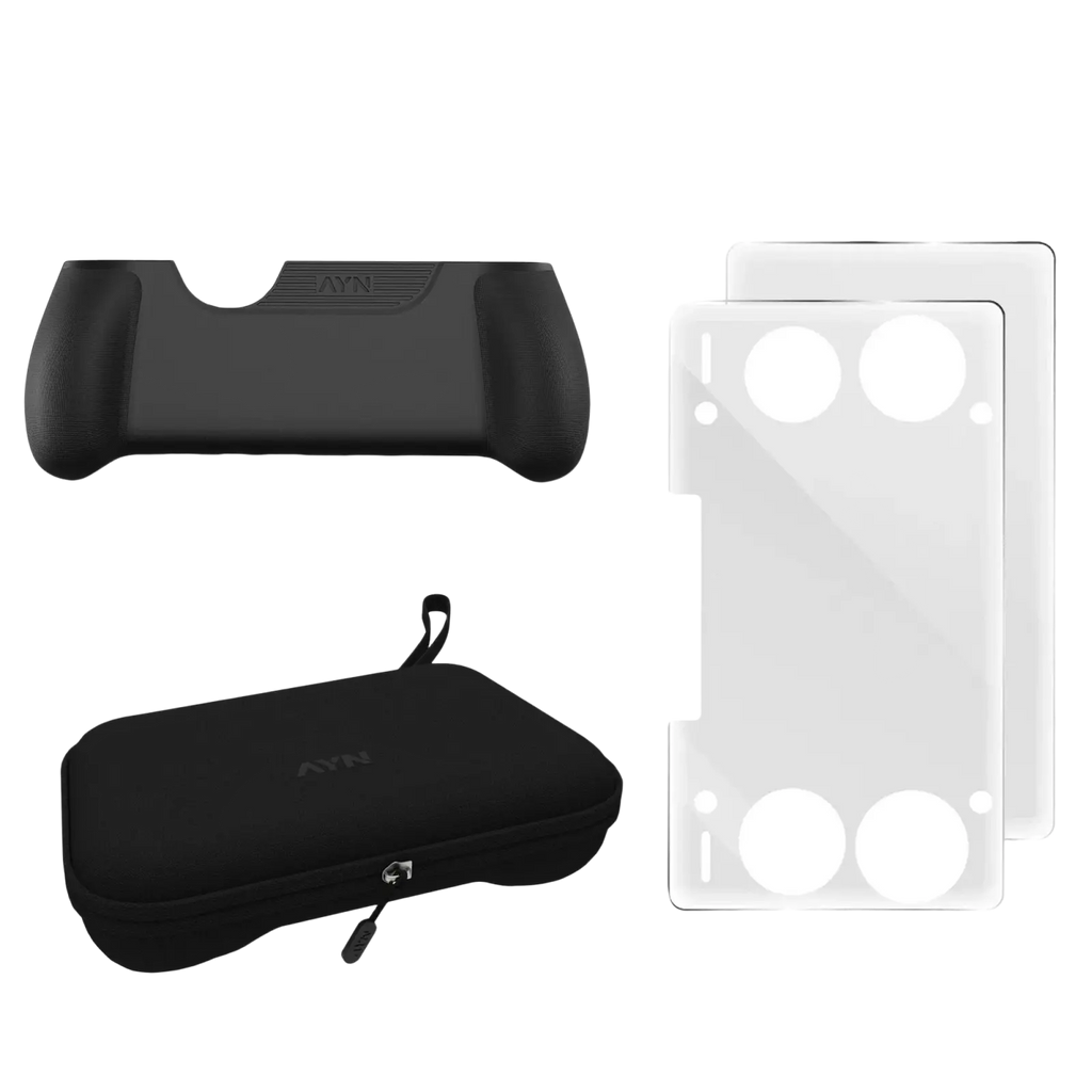 Black silicone grip with textured surface and molded contours for enhanced handling in ayn thor 4-in-1 accessories kit