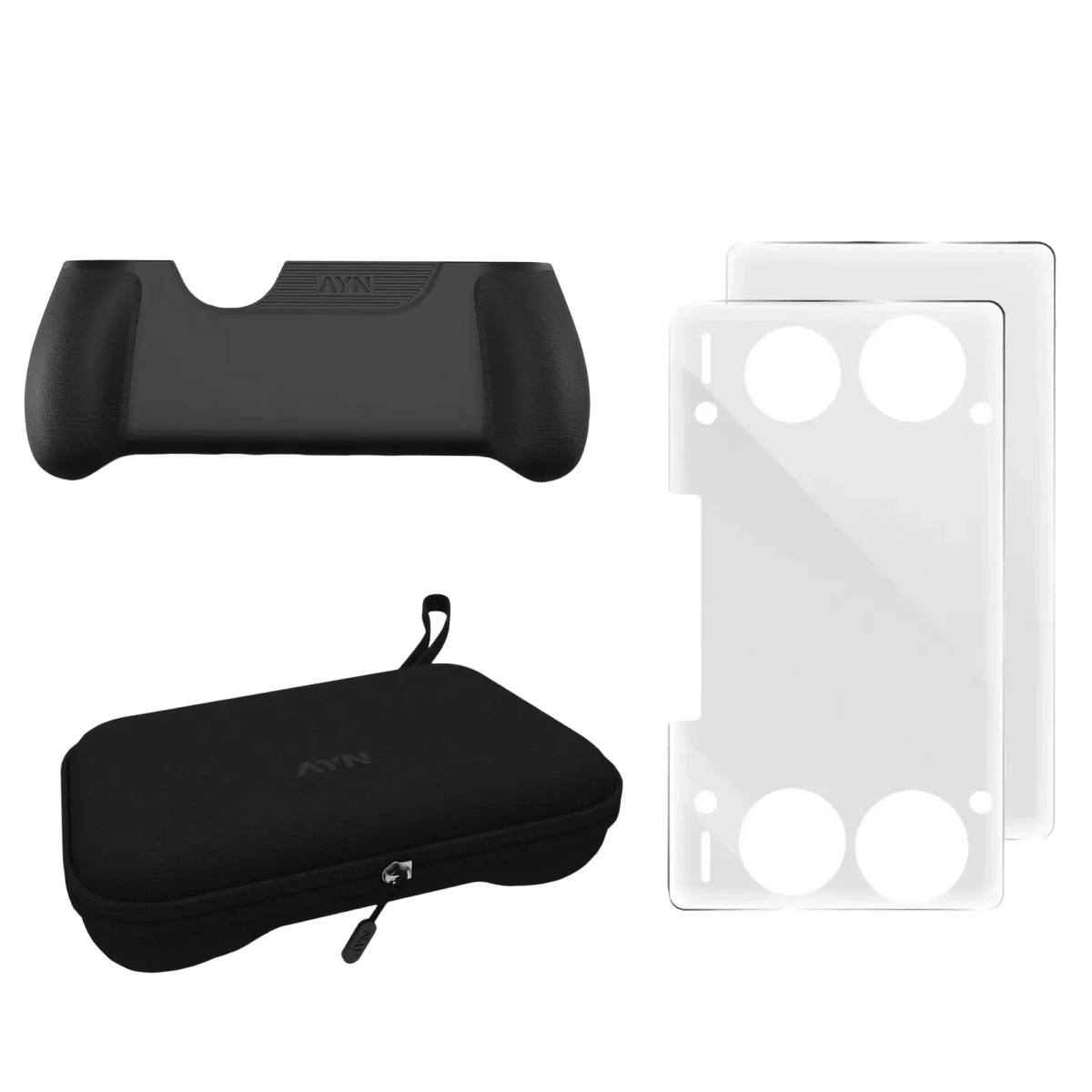 Black silicone grip with textured surface and molded contours for enhanced handling in ayn thor 4-in-1 accessories kit