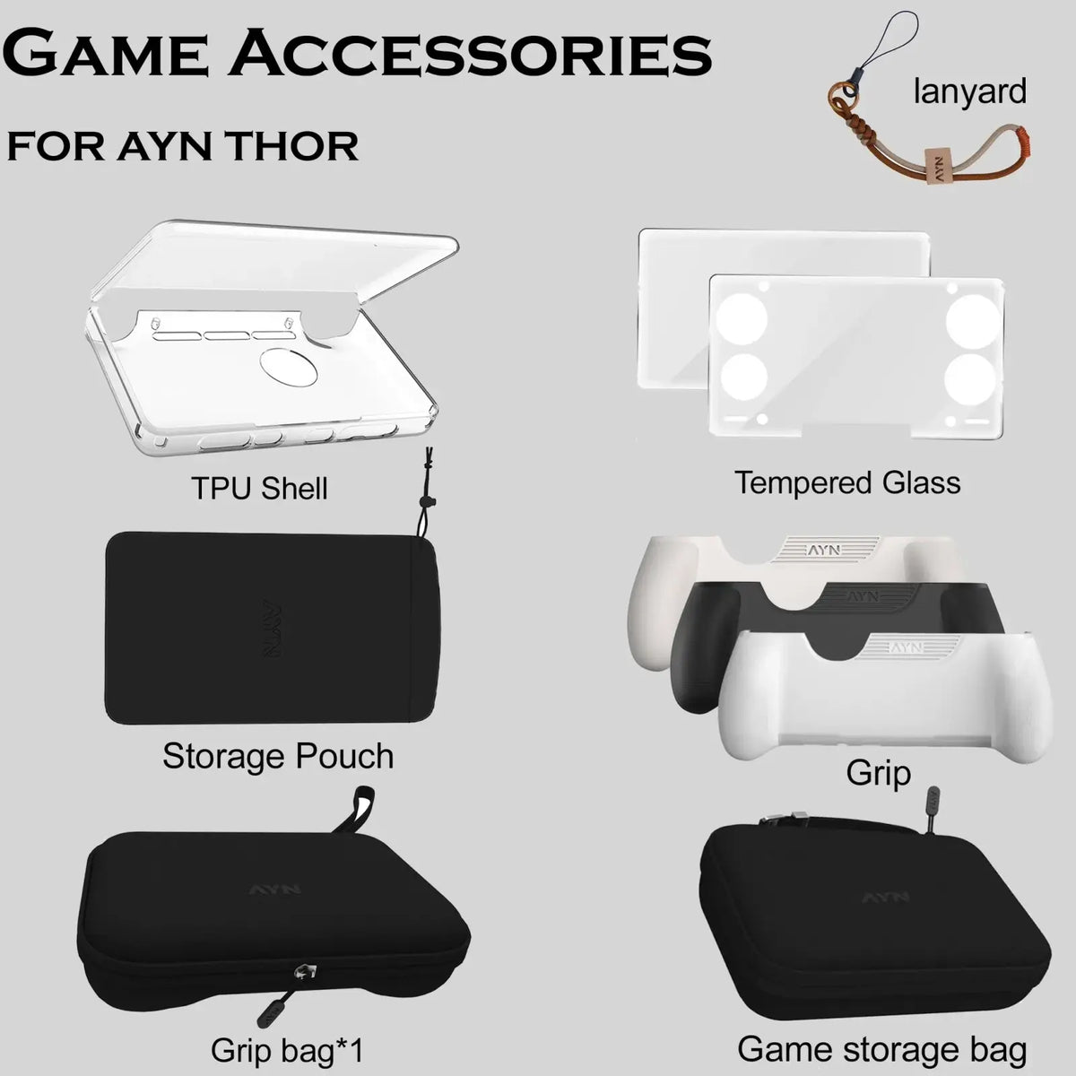 Clear TPU shell game case for Ayn Thor console included in the Ayn Thor 4-in-1 accessories combo kit