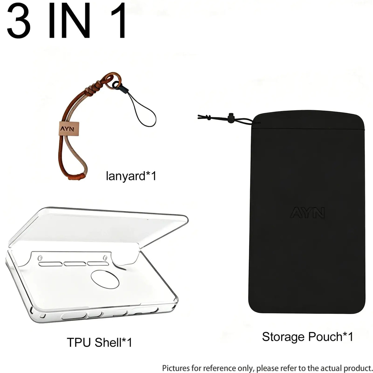 Clear tpu shell phone case with minimalist design and precise cutouts for buttons in ayn thor 4-in-1 accessories combo kit back side