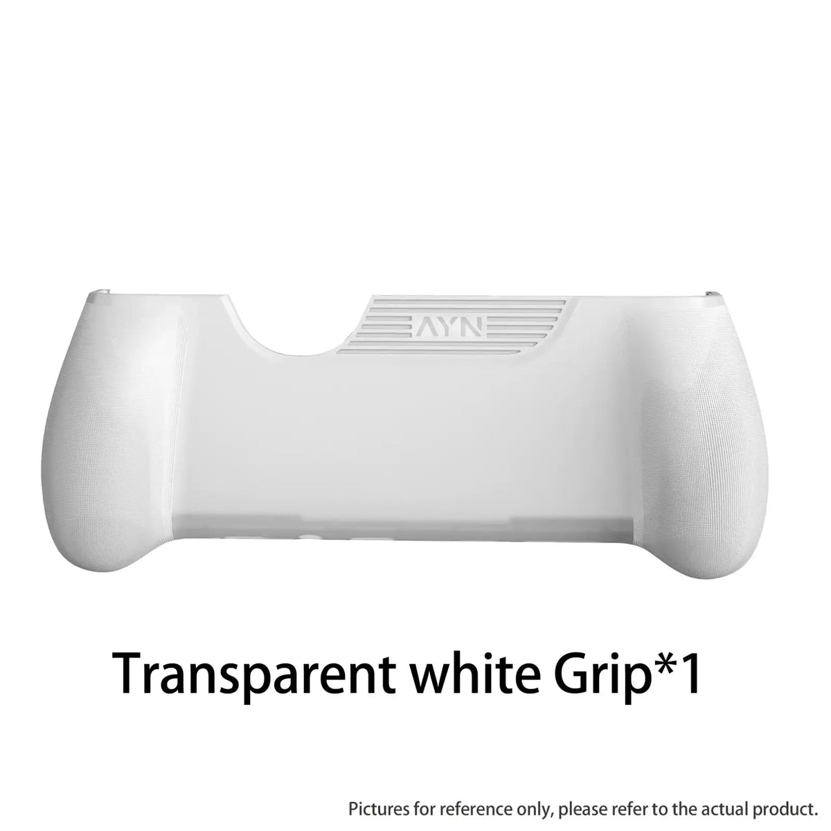 Transparent white grip with textured ergonomic design and subtle embossed branding from ayn thor 4-in-1 accessories combo kit