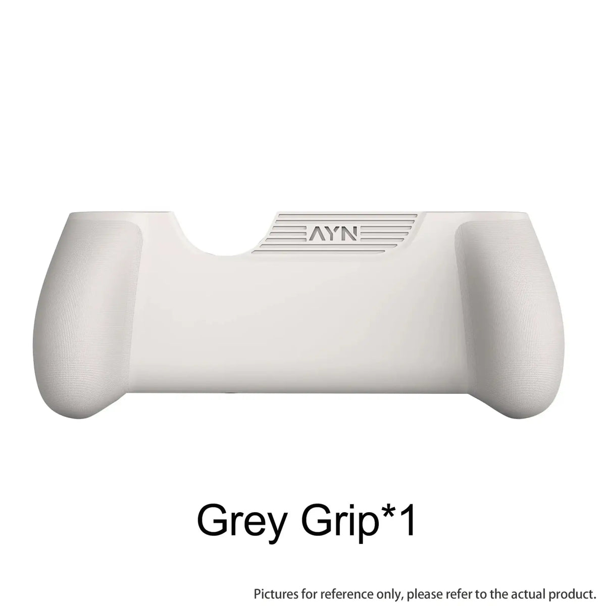 White plastic gaming controller grip with textured ergonomic surfaces and central logo in ayn thor 4-in-1 accessories combo kit