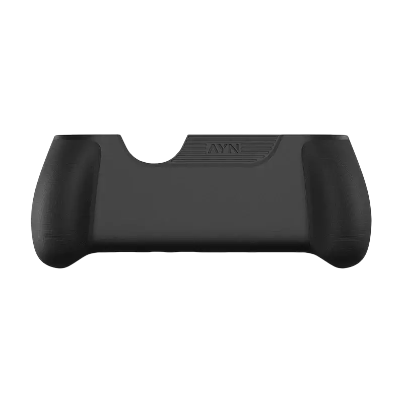 Black tpu grip with ergonomic contours and textured central panel featuring ayn logo for ayn thor accessories case