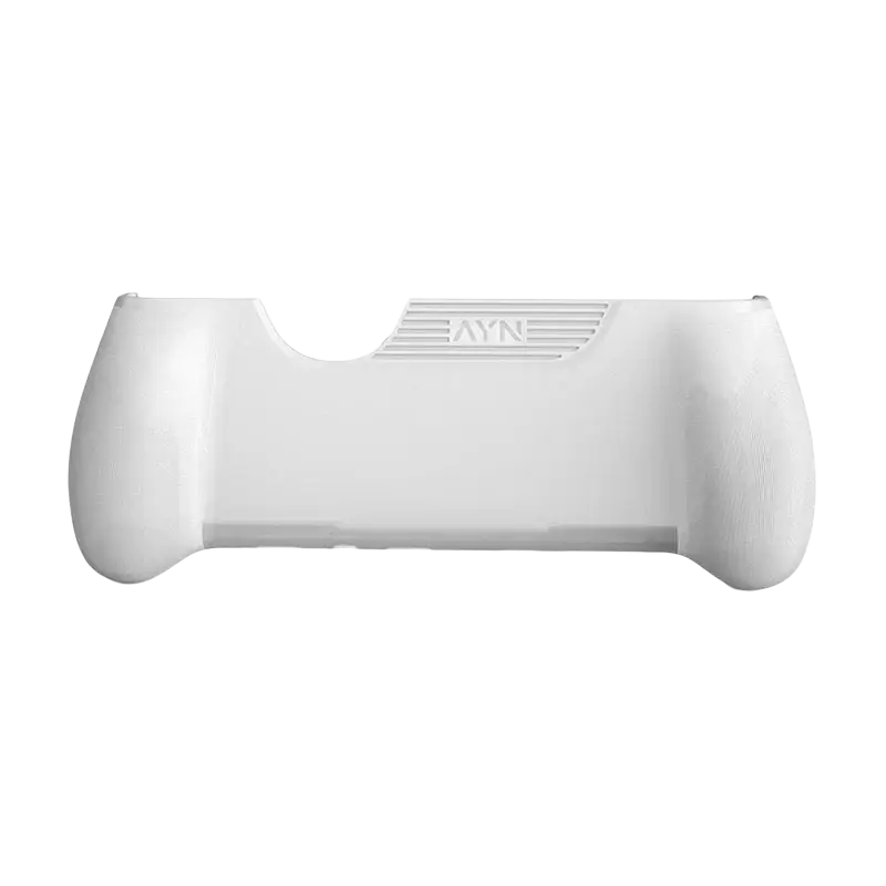 White TPU grip for ayn thor gaming controller with ergonomic textured ridges and embossed ayn logo for enhanced control