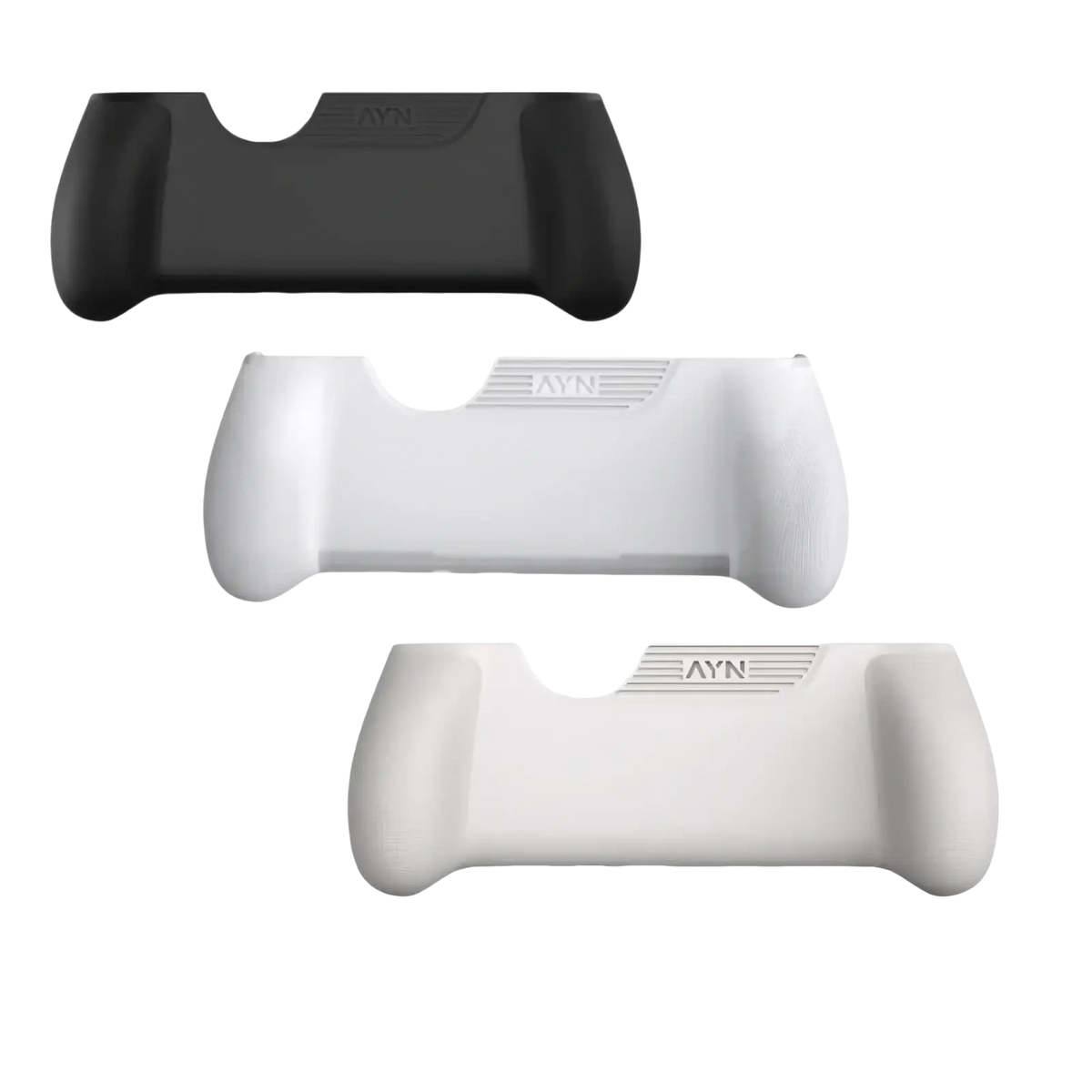 Black and white silicone grip covers for Ayn Thor gaming controller in protective case and grip accessory kit