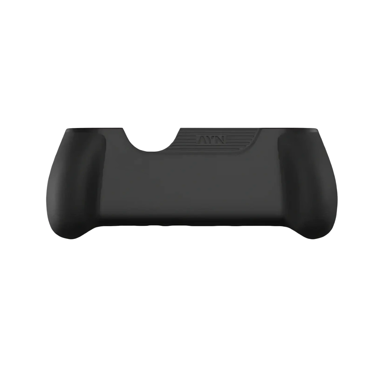 Black ergonomic grip for Ayn Thor protective case with matte finish and textured branding for gaming controllers