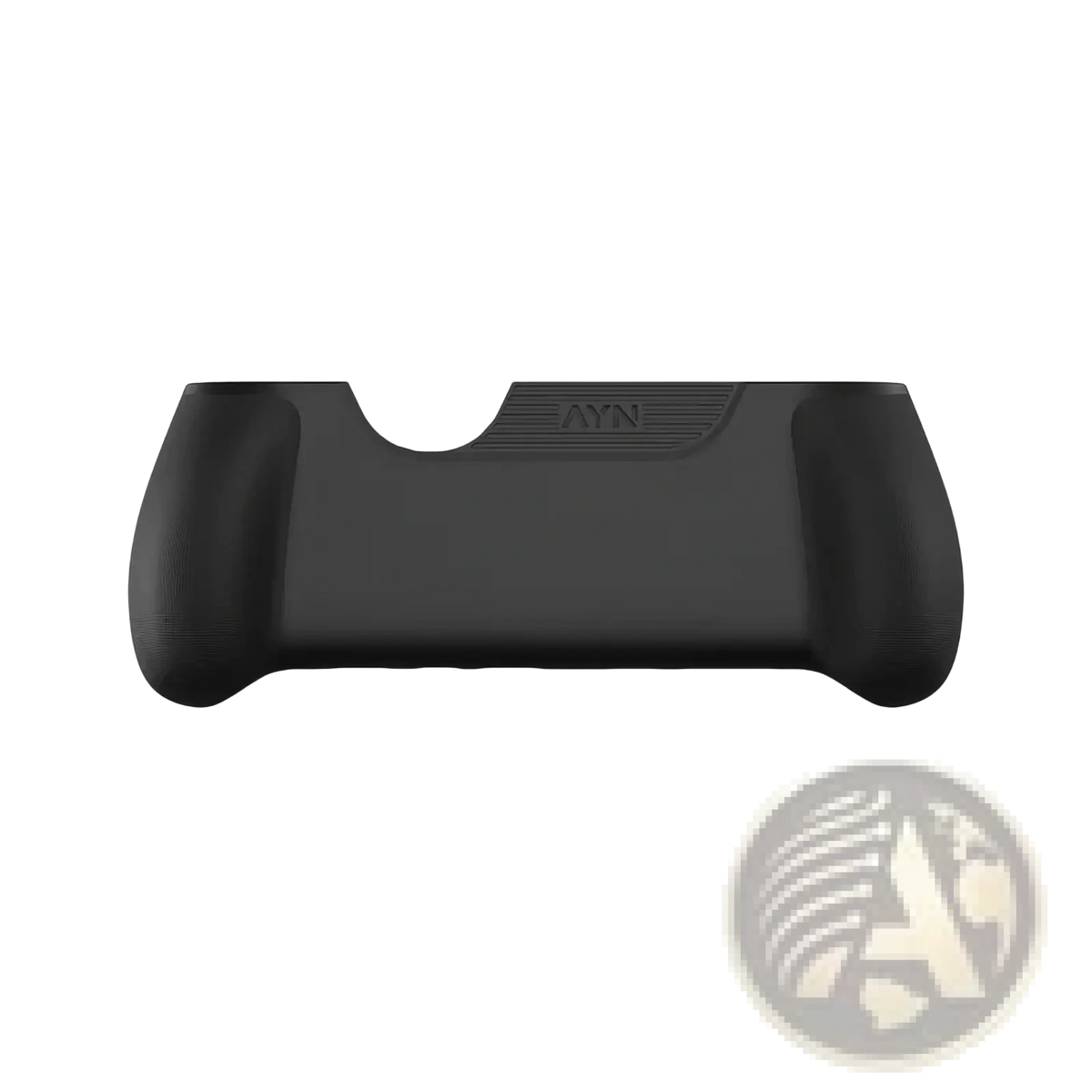 Black ergonomic grip with textured surface and ayn logo for thor protective case and gaming accessory kit