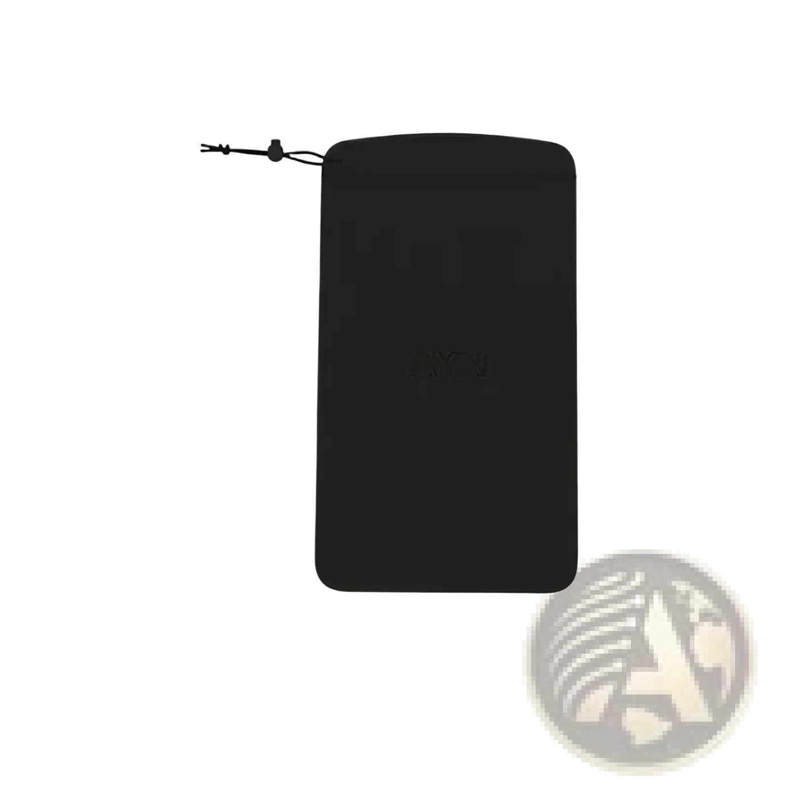Black fabric pouch with drawstring closure and subtle embossed logo for Ayn Thor protective case and grip accessory kit