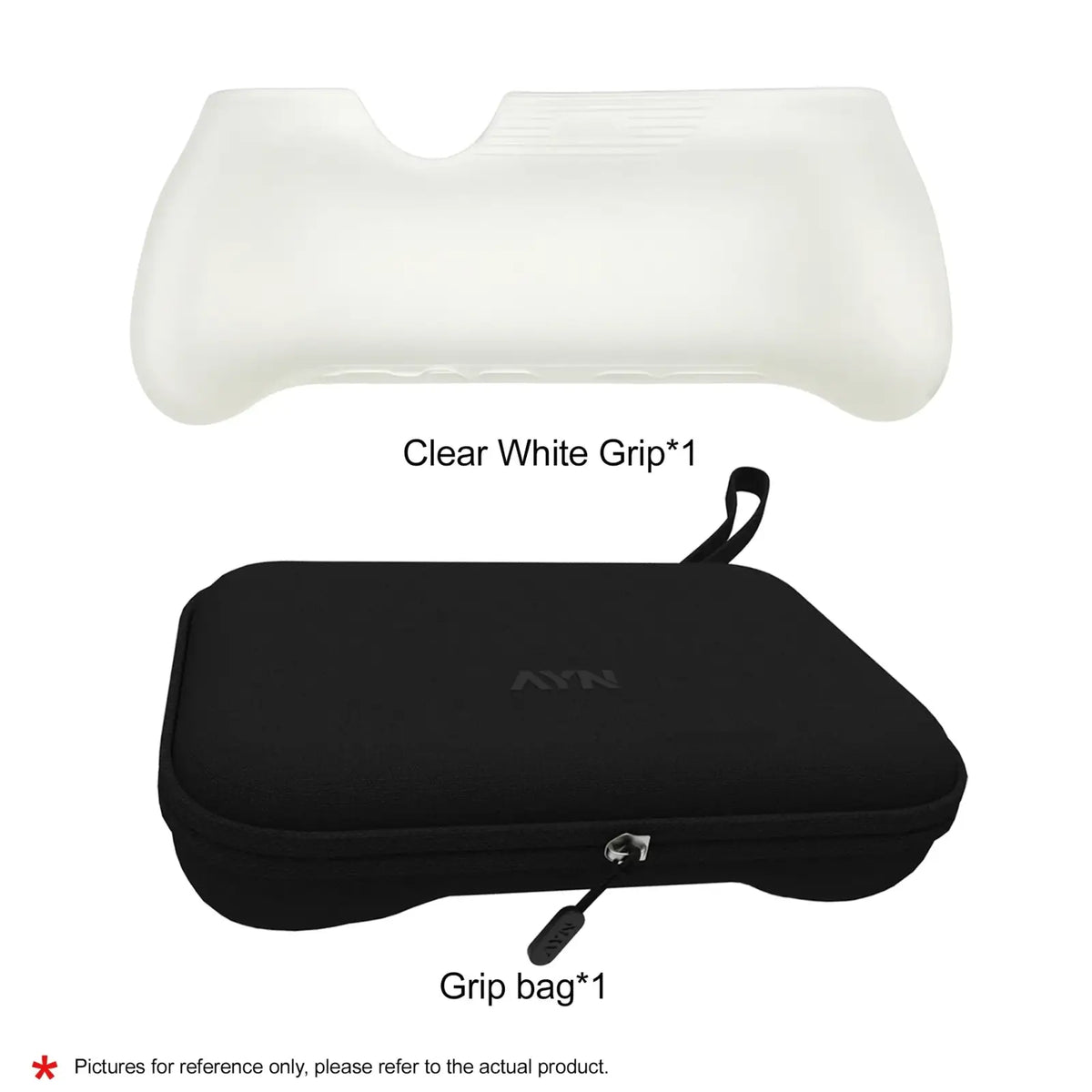 Clear white silicone grip for nintendo switch controller with black ayn branded protective bag in thor case set
