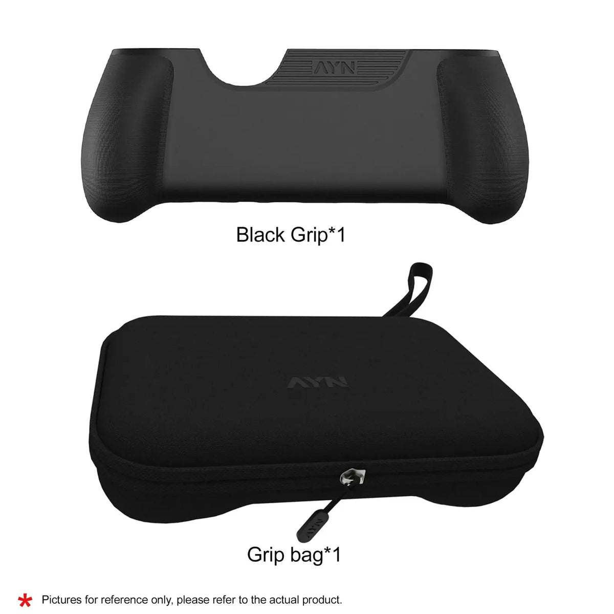 Black ayn thor protective case and storage bag set with textured synthetic grip and matching zippered carrying bag