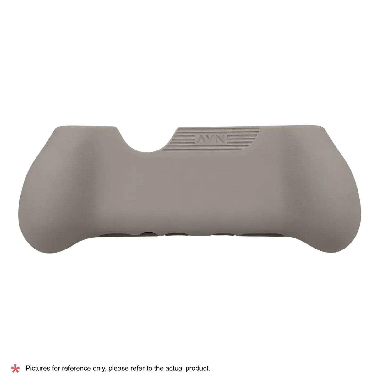 Gray silicone controller grip with textured central panel and embossed branding in ayn thor protective case and storage bag set