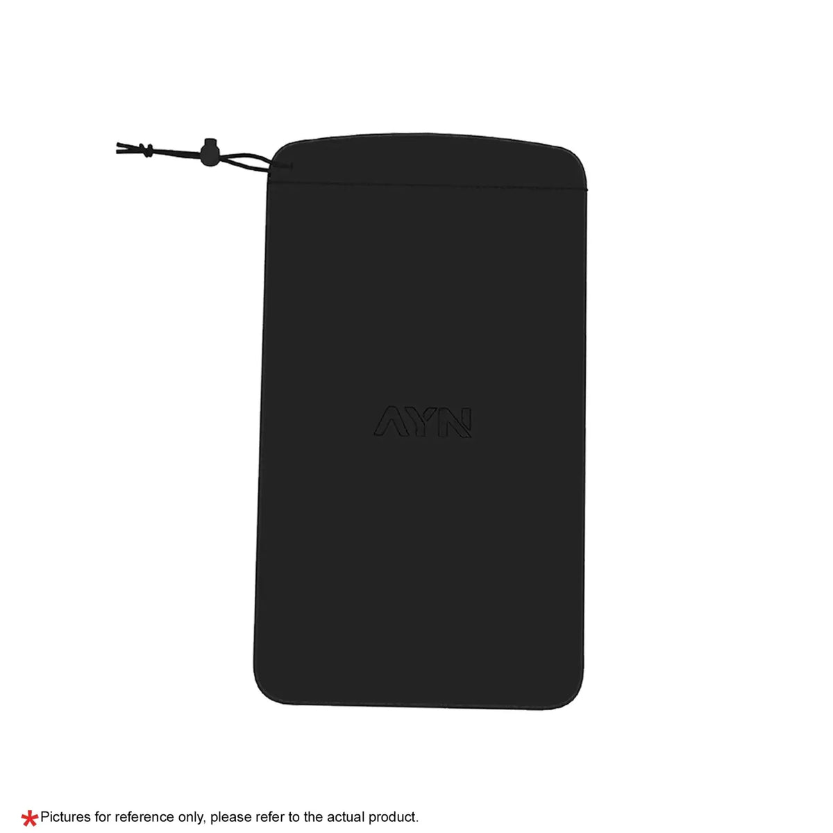 Black Ayn Thor protective case pouch with drawstring closure and subtle embossed logo for storage and protection
