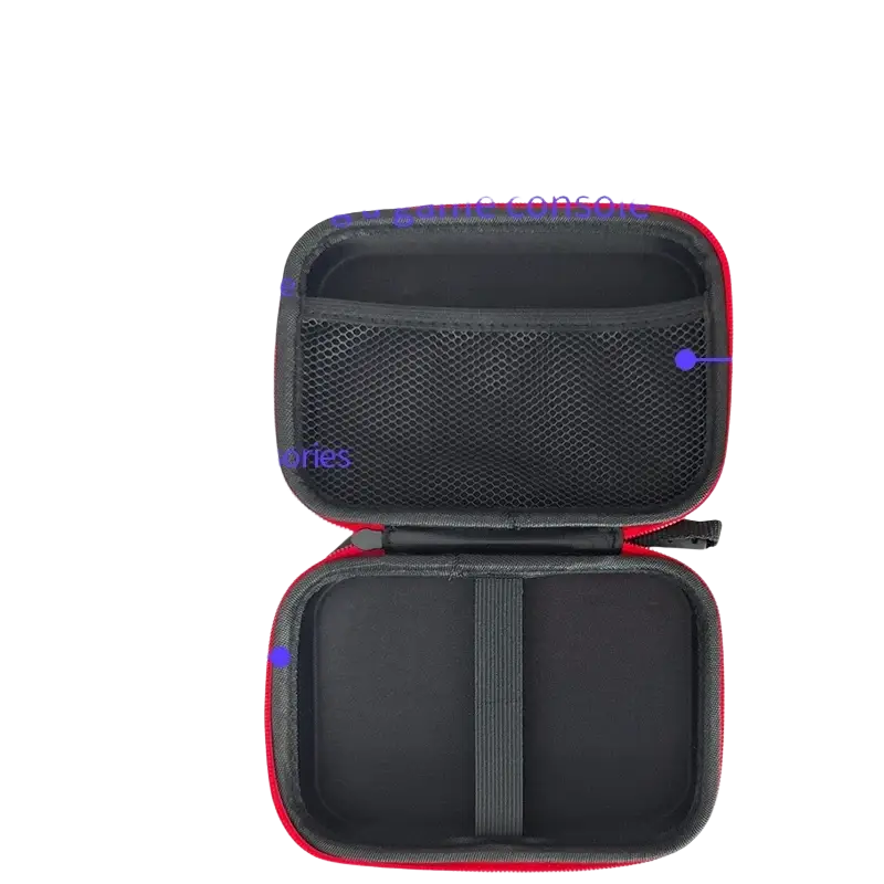 Ayn Thor protective hard shell case red black multi-layer game console case with mesh interior compartments