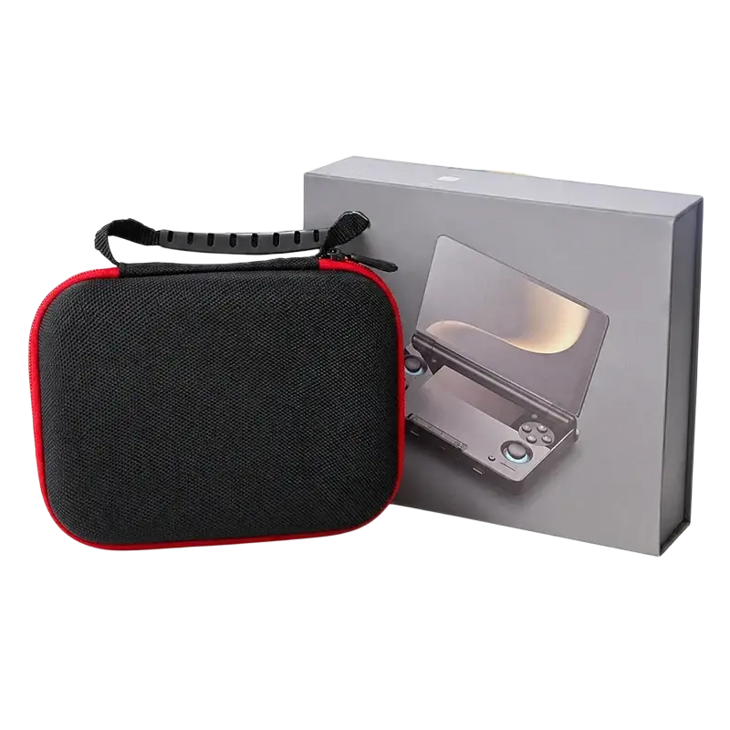 Ayn Thor protective hard shell case in red and black with textured surface and black handle for secure carrying