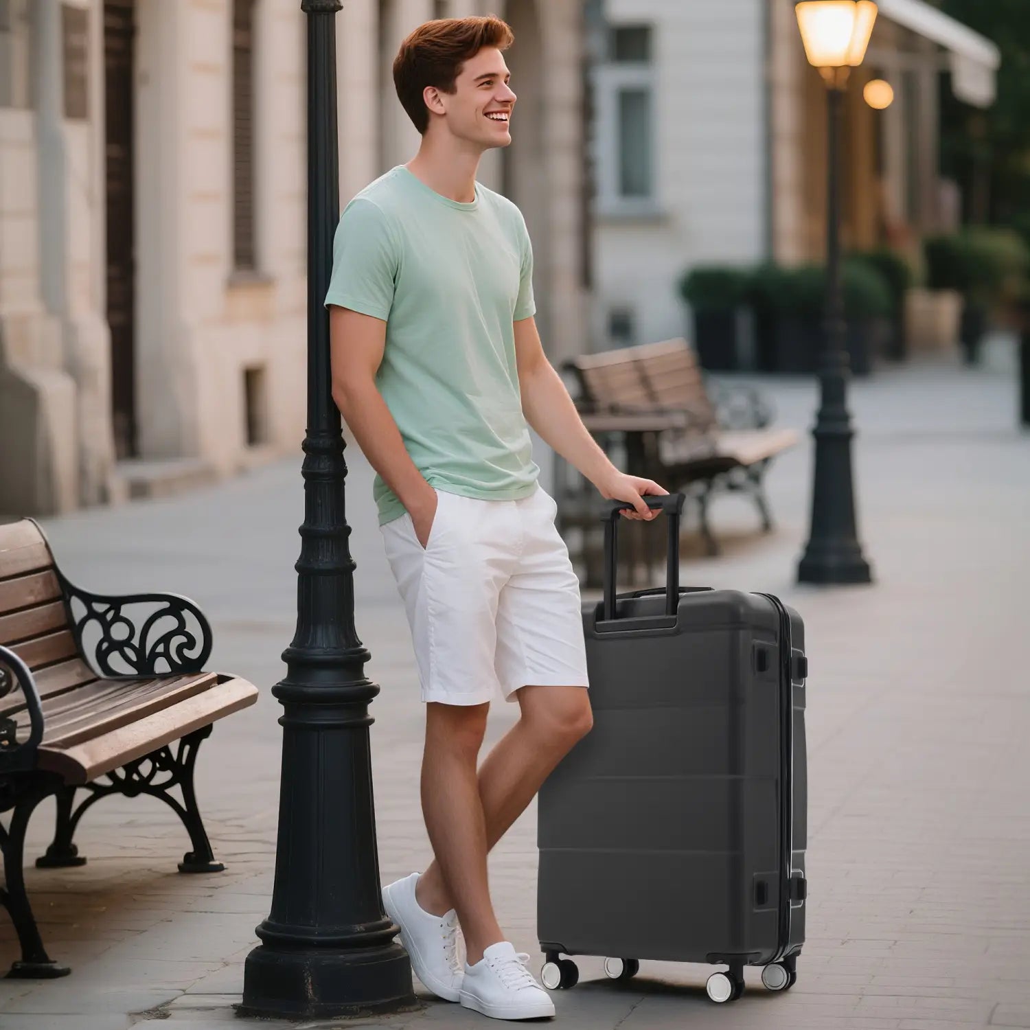 Hardshell Luggage Sets 6 Piece with 2 Bags,carry on Suitcase with Handle Password Lock Double Spinner Wheels