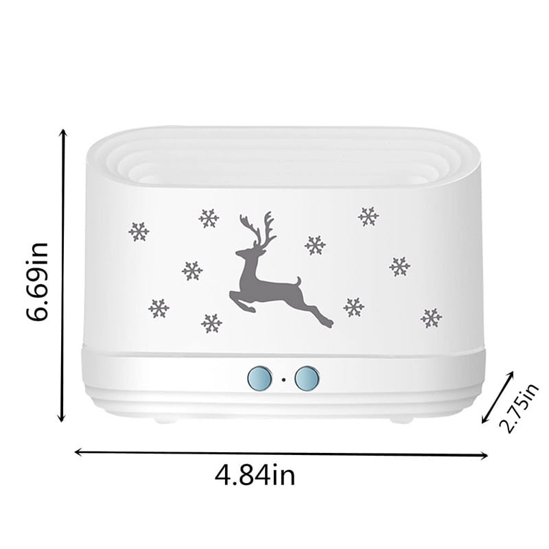 White ceramic Elk Flame humidifier Christmas oil diffuser featuring a gray reindeer and snowflake design.