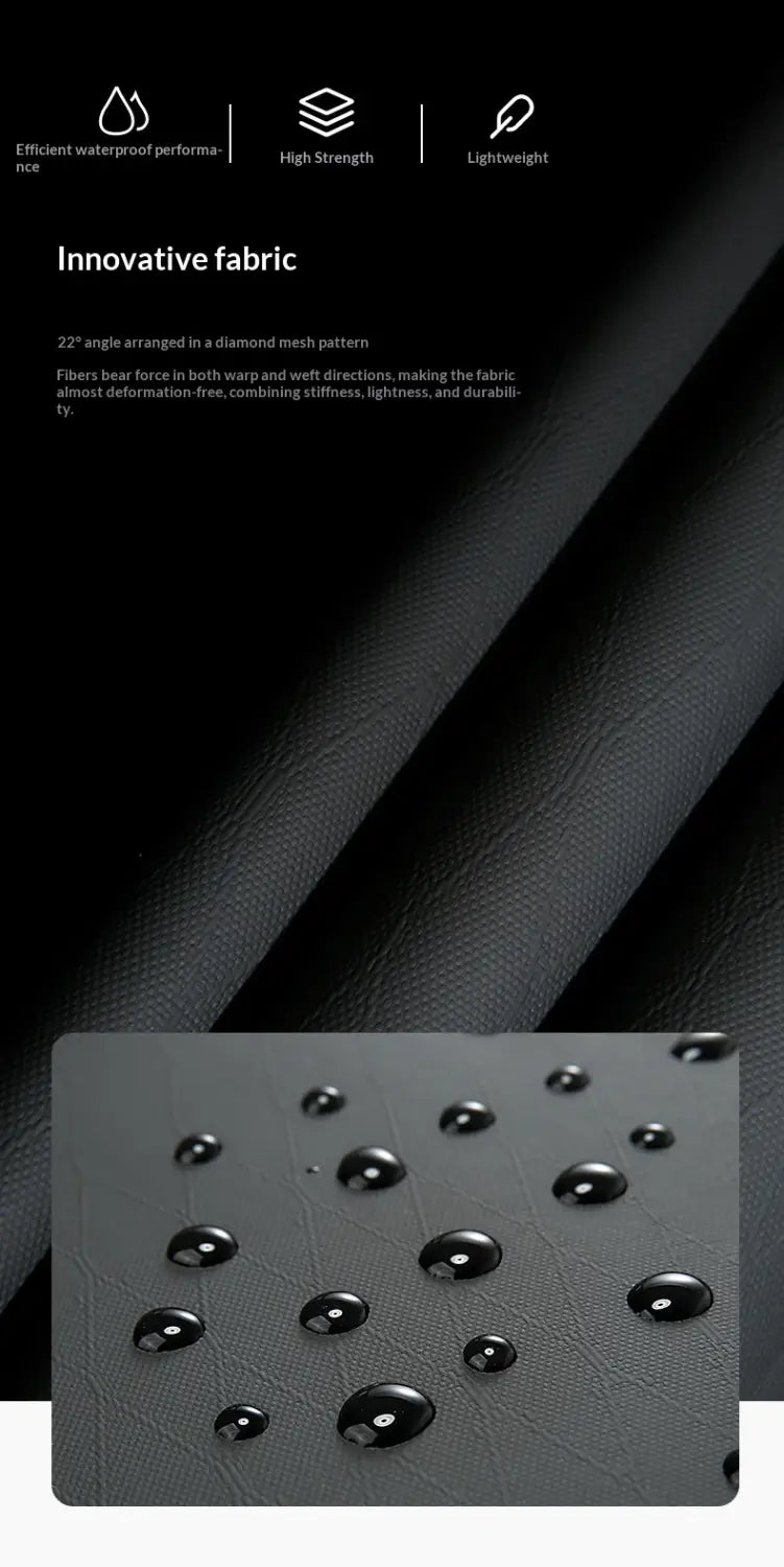 Dark gray diamond mesh fabric with water-resistant surface on the business commuter backpack large capacity laptop bag.